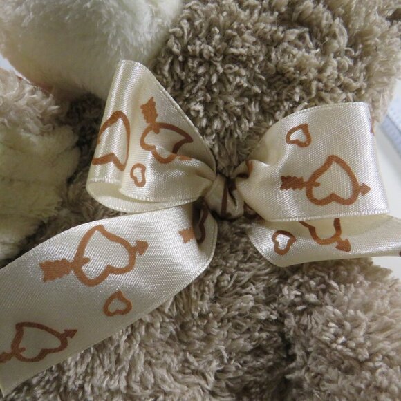 Taupe Teddy Bear with "Be Mine" Heart Terry Cloth type fabric 10" tall - Picture 6 of 11